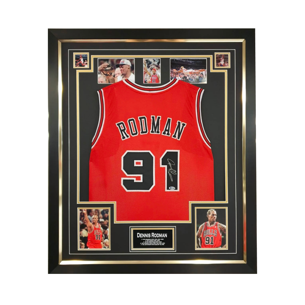 Dennis Rodman framed 97/98 signed Chicago Bulls Jersey