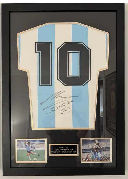 Diego Maradona signed 1986 World Cup hand of god shirt!